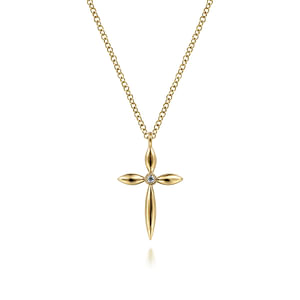 14K Yellow Gold .01Carat TW Diamond Cross